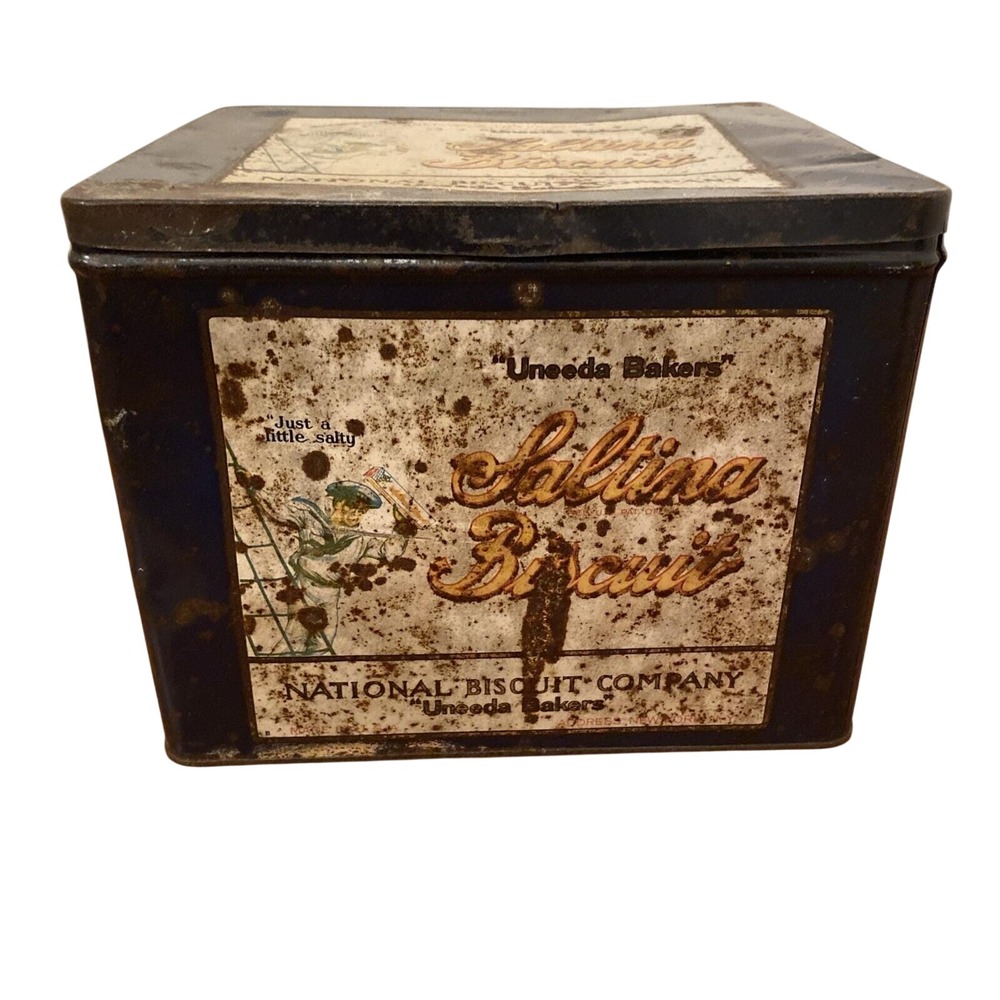 Vintage Uneeda Bakers Saltina Biscuit‎ Hinged Tin